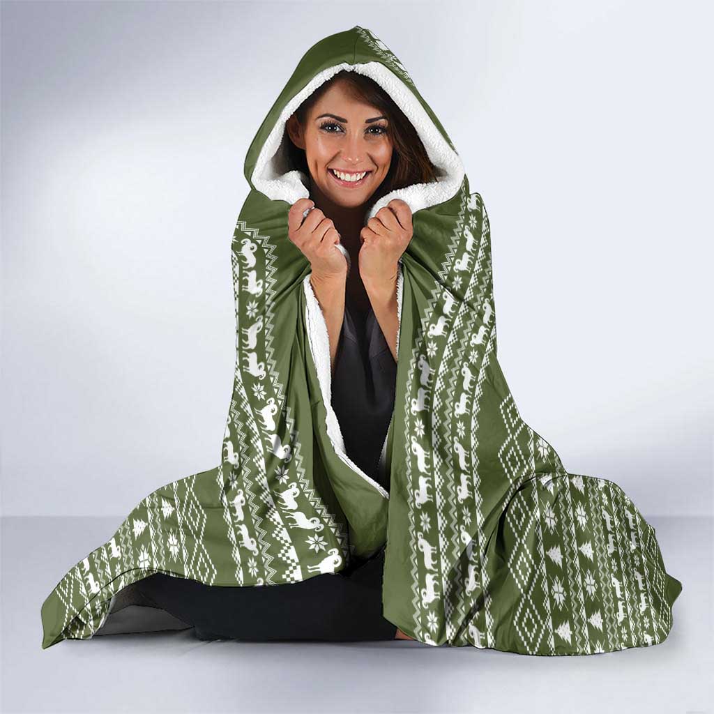 Cyprus Christmas Hooded Blanket with Santa Riding Ram Ho Ho Holy Cyprus Text and Green Holiday - Wonder Print Shop