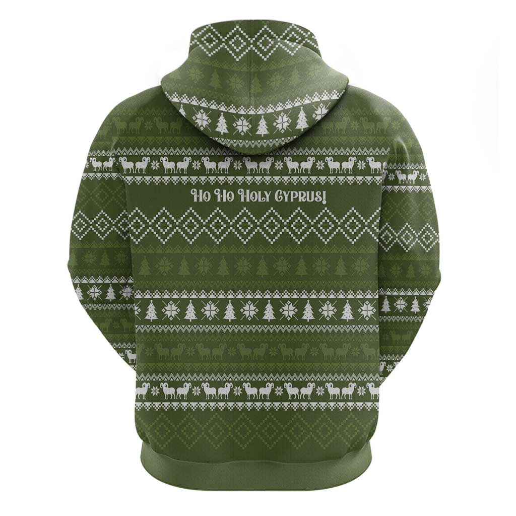 Cyprus Christmas Hoodie with Santa Riding Ram Ho Ho Holy Cyprus Text and Green Holiday - Wonder Print Shop