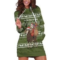 Cyprus Christmas Hoodie Dress with Santa Riding Ram Ho Ho Holy Cyprus Text and Green Holiday - Wonder Print Shop