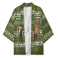 Cyprus Christmas Kimono with Santa Riding Ram Ho Ho Holy Cyprus Text and Green Holiday - Wonder Print Shop