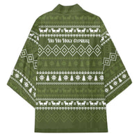 Cyprus Christmas Kimono with Santa Riding Ram Ho Ho Holy Cyprus Text and Green Holiday - Wonder Print Shop