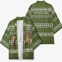 Cyprus Christmas Kimono with Santa Riding Ram Ho Ho Holy Cyprus Text and Green Holiday - Wonder Print Shop