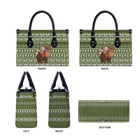 Cyprus Christmas Leather Bag with Santa Riding Ram Ho Ho Holy Cyprus Text and Green Holiday - Wonder Print Shop