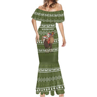 Cyprus Christmas Mermaid Dress with Santa Riding Ram Ho Ho Holy Cyprus Text and Green Holiday - Wonder Print Shop