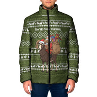 Cyprus Christmas Padded Jacket with Santa Riding Ram Ho Ho Holy Cyprus Text and Green Holiday - Wonder Print Shop