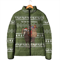 Cyprus Christmas Padded Jacket with Santa Riding Ram Ho Ho Holy Cyprus Text and Green Holiday - Wonder Print Shop