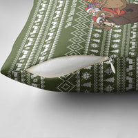 Cyprus Christmas Pillow Cover with Santa Riding Ram Ho Ho Holy Cyprus Text and Green Holiday - Wonder Print Shop