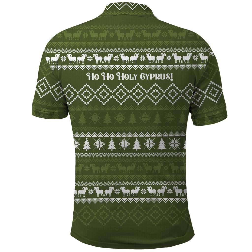 Cyprus Christmas Polo Shirt with Santa Riding Ram Ho Ho Holy Cyprus Text and Green Holiday - Wonder Print Shop