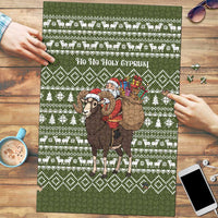 Cyprus Christmas Puzzle with Santa Riding Ram Ho Ho Holy Cyprus Text and Green Holiday - Wonder Print Shop