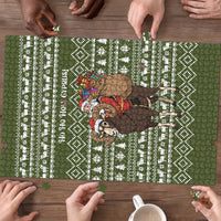 Cyprus Christmas Puzzle with Santa Riding Ram Ho Ho Holy Cyprus Text and Green Holiday - Wonder Print Shop
