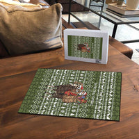 Cyprus Christmas Puzzle with Santa Riding Ram Ho Ho Holy Cyprus Text and Green Holiday - Wonder Print Shop