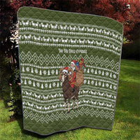 Cyprus Christmas Quilt with Santa Riding Ram Ho Ho Holy Cyprus Text and Green Holiday - Wonder Print Shop