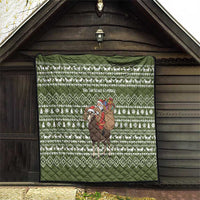 Cyprus Christmas Quilt with Santa Riding Ram Ho Ho Holy Cyprus Text and Green Holiday - Wonder Print Shop