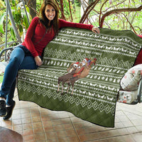 Cyprus Christmas Quilt with Santa Riding Ram Ho Ho Holy Cyprus Text and Green Holiday - Wonder Print Shop