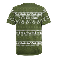 Cyprus Christmas Rugby Jersey with Santa Riding Ram Ho Ho Holy Cyprus Text and Green Holiday - Wonder Print Shop