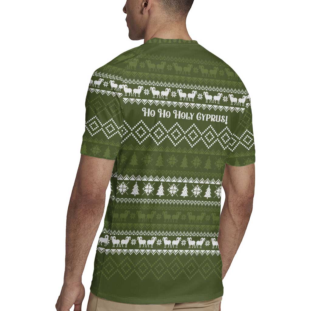 Cyprus Christmas Rugby Jersey with Santa Riding Ram Ho Ho Holy Cyprus Text and Green Holiday - Wonder Print Shop