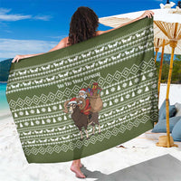 Cyprus Christmas Sarong with Santa Riding Ram Ho Ho Holy Cyprus Text and Green Holiday - Wonder Print Shop