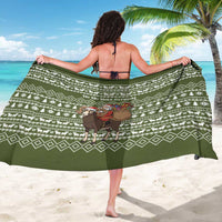 Cyprus Christmas Sarong with Santa Riding Ram Ho Ho Holy Cyprus Text and Green Holiday - Wonder Print Shop