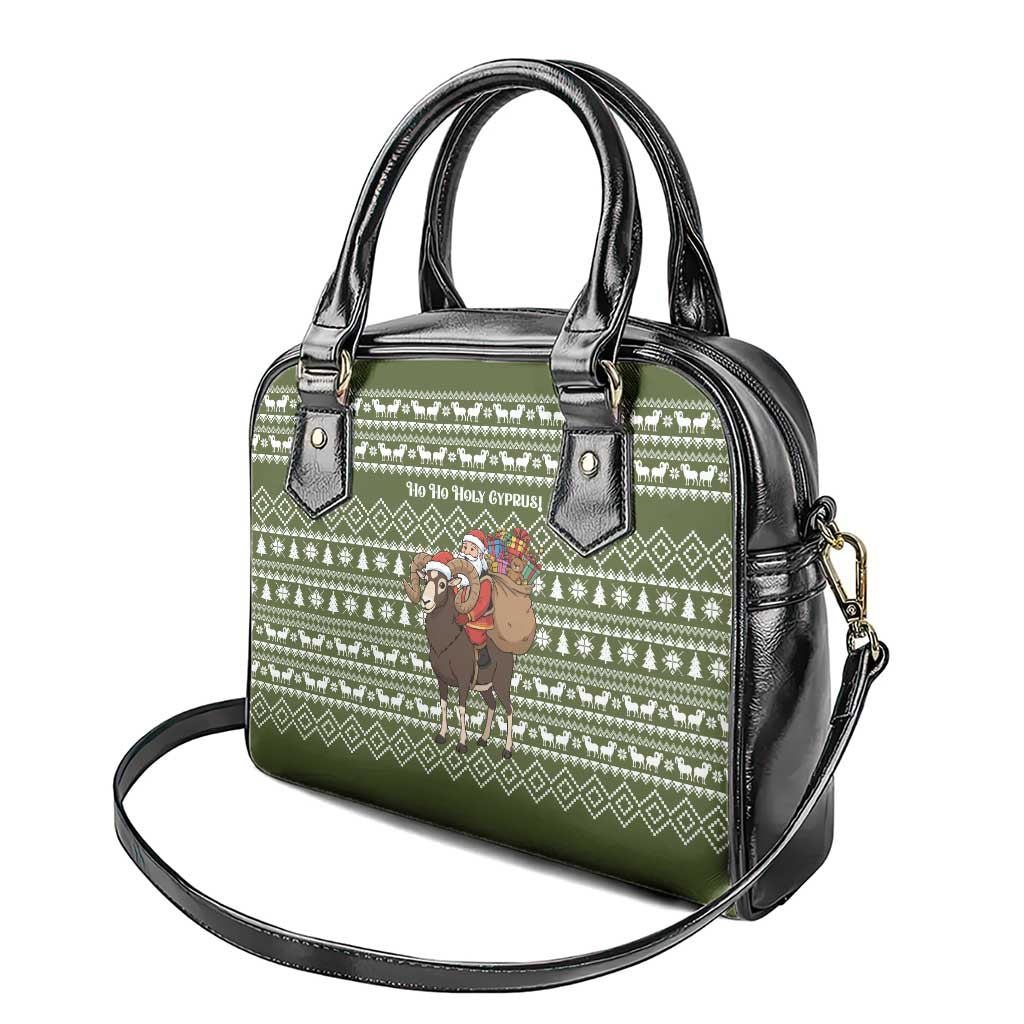 Cyprus Christmas Shoulder Handbag with Santa Riding Ram Ho Ho Holy Cyprus Text and Green Holiday - Wonder Print Shop