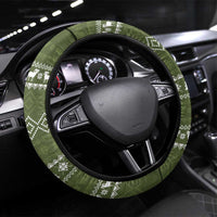 Cyprus Christmas Steering Wheel Cover with Santa Riding Ram Ho Ho Holy Cyprus Text and Green Holiday - Wonder Print Shop