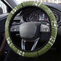 Cyprus Christmas Steering Wheel Cover with Santa Riding Ram Ho Ho Holy Cyprus Text and Green Holiday - Wonder Print Shop