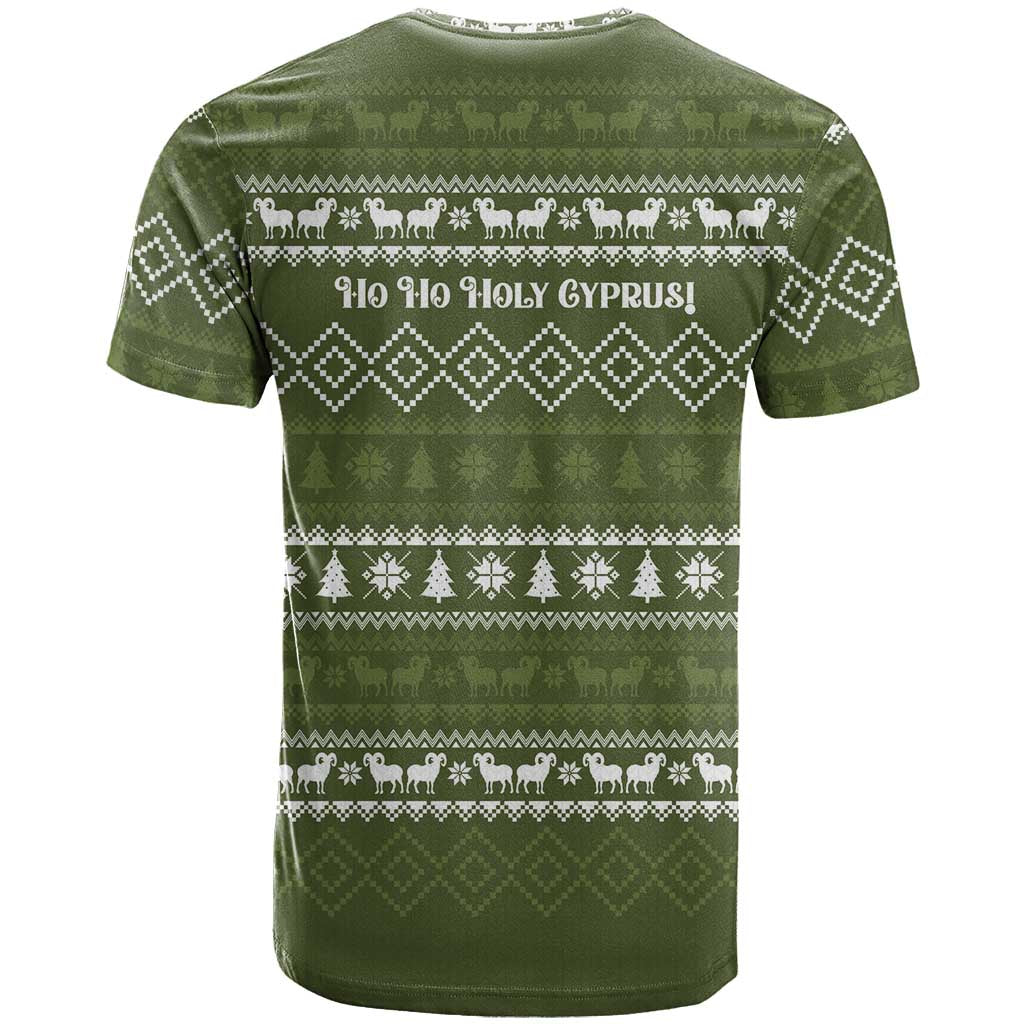 Cyprus Christmas T Shirt with Santa Riding Ram Ho Ho Holy Cyprus Text and Green Holiday - Wonder Print Shop