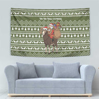Cyprus Christmas Tapestry with Santa Riding Ram Ho Ho Holy Cyprus Text and Green Holiday - Wonder Print Shop