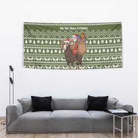 Cyprus Christmas Tapestry with Santa Riding Ram Ho Ho Holy Cyprus Text and Green Holiday - Wonder Print Shop