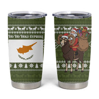 Cyprus Christmas Tumbler Cup with Santa Riding Ram Ho Ho Holy Cyprus Text and Green Holiday - Wonder Print Shop
