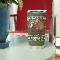 Cyprus Christmas Tumbler Cup with Santa Riding Ram Ho Ho Holy Cyprus Text and Green Holiday - Wonder Print Shop