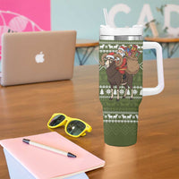 Cyprus Christmas Tumbler With Handle with Santa Riding Ram Ho Ho Holy Cyprus Text and Green Holiday - Wonder Print Shop