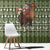 Cyprus Christmas Window Curtain with Santa Riding Ram Ho Ho Holy Cyprus Text and Green Holiday - Wonder Print Shop