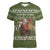 Cyprus Christmas Women V-Neck T-Shirt with Santa Riding Ram Ho Ho Holy Cyprus Text and Green Holiday - Wonder Print Shop