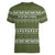 Cyprus Christmas Women V-Neck T-Shirt with Santa Riding Ram Ho Ho Holy Cyprus Text and Green Holiday - Wonder Print Shop