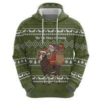 Cyprus Christmas Zip Hoodie with Santa Riding Ram Ho Ho Holy Cyprus Text and Green Holiday - Wonder Print Shop