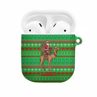 Djibouti Christmas AirPods Case with Santa Riding Camel Palm Trees Red Camel - Wonder Print Shop