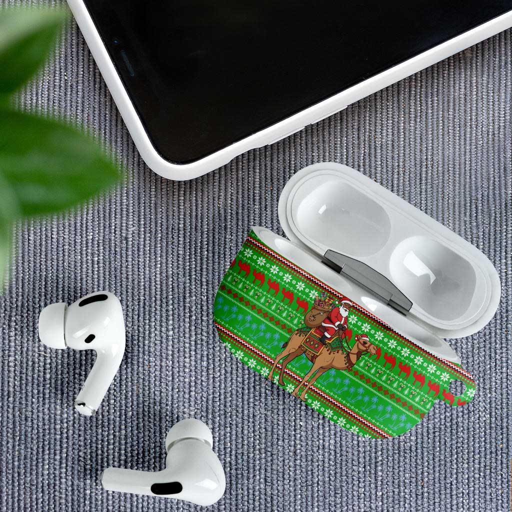 Djibouti Christmas AirPods Case with Santa Riding Camel Palm Trees Red Camel - Wonder Print Shop