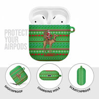 Djibouti Christmas AirPods Case with Santa Riding Camel Palm Trees Red Camel - Wonder Print Shop