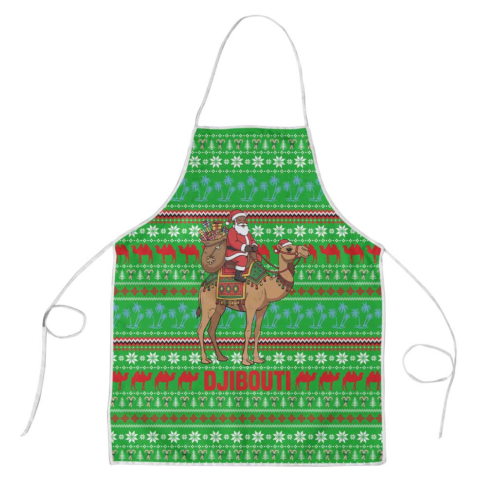 Djibouti Christmas Apron with Santa Riding Camel Palm Trees Red Camel - Wonder Print Shop