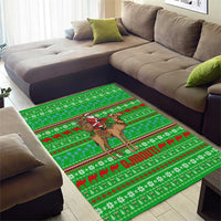 Djibouti Christmas Area Rug with Santa Riding Camel Palm Trees Red Camel - Wonder Print Shop