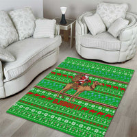 Djibouti Christmas Area Rug with Santa Riding Camel Palm Trees Red Camel - Wonder Print Shop