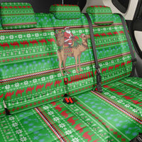 Djibouti Christmas Back Car Seat Cover with Santa Riding Camel Palm Trees Red Camel - Wonder Print Shop