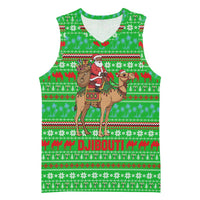 Djibouti Christmas Basketball Jersey with Santa Riding Camel Palm Trees Red Camel - Wonder Print Shop