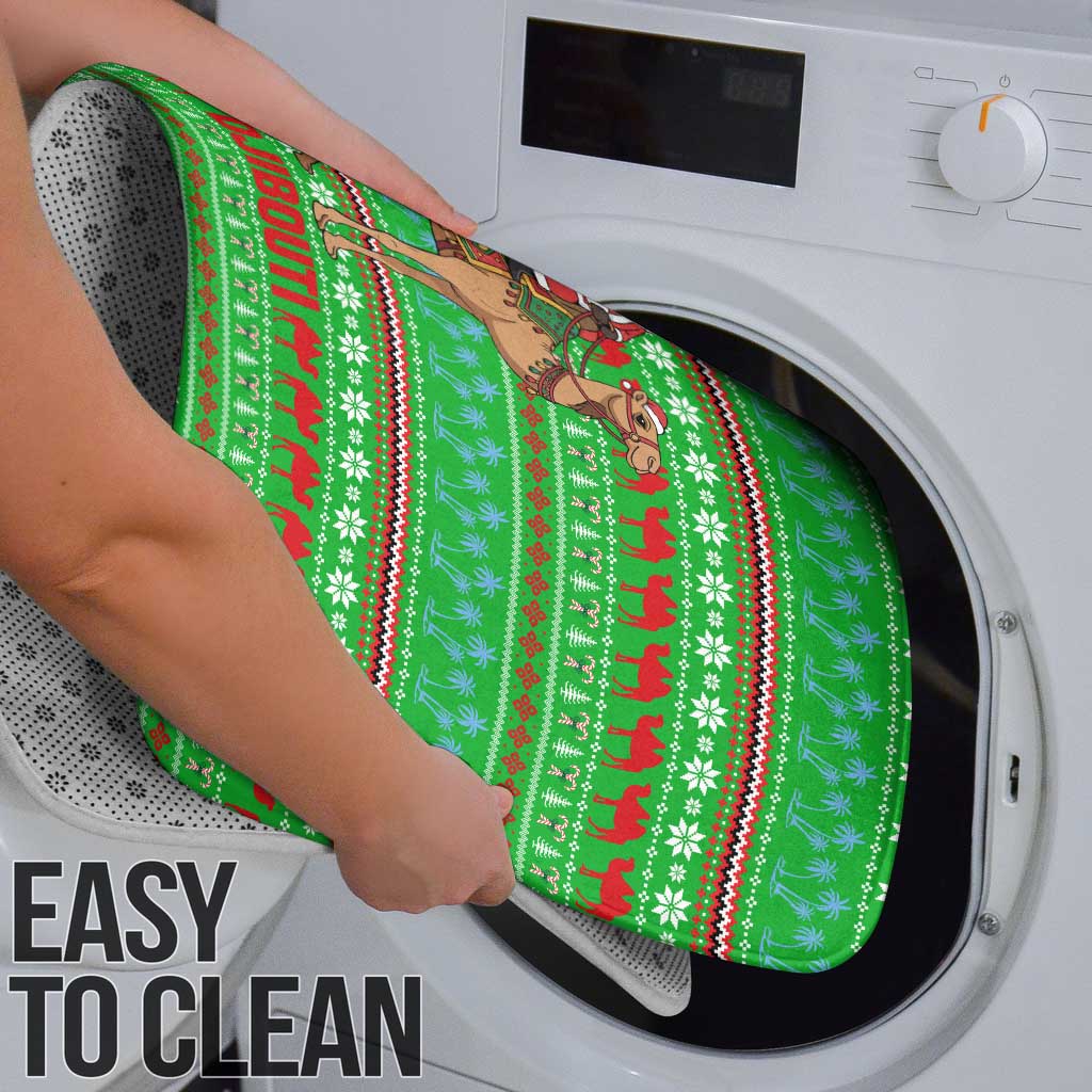 Djibouti Christmas Bathroom Set with Santa Riding Camel Palm Trees Red Camel - Wonder Print Shop