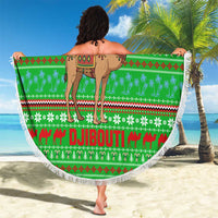 Djibouti Christmas Beach Blanket with Santa Riding Camel Palm Trees Red Camel - Wonder Print Shop
