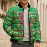 Djibouti Christmas Bomber Puffer Jacket with Santa Riding Camel Palm Trees Red Camel - Wonder Print Shop