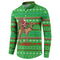 Djibouti Christmas Button Sweatshirt with Santa Riding Camel Palm Trees Red Camel - Wonder Print Shop