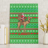 Djibouti Christmas Canvas Wall Art with Santa Riding Camel Palm Trees Red Camel - Wonder Print Shop