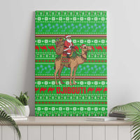 Djibouti Christmas Canvas Wall Art with Santa Riding Camel Palm Trees Red Camel - Wonder Print Shop