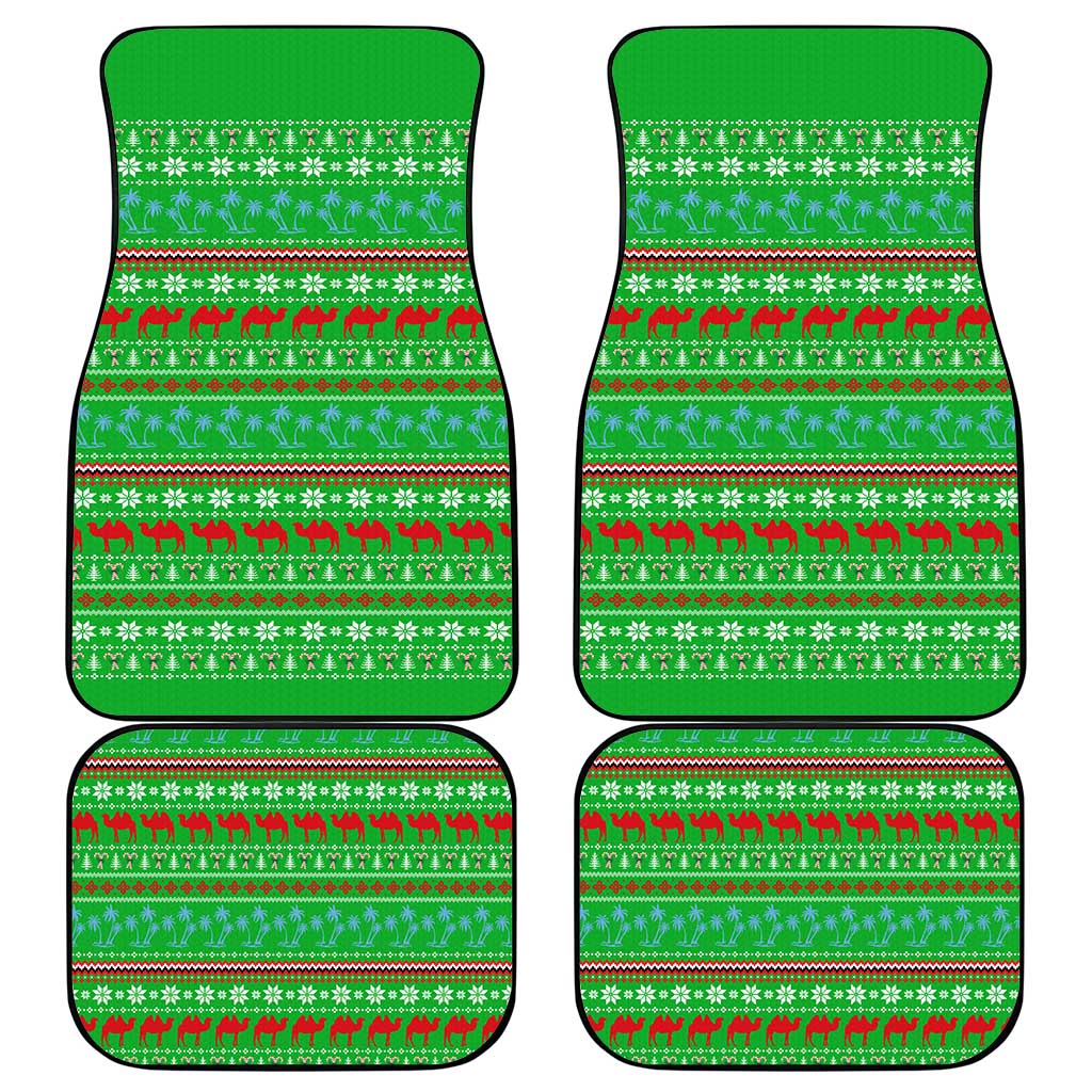 Djibouti Christmas Car Mats with Santa Riding Camel Palm Trees Red Camel - Wonder Print Shop
